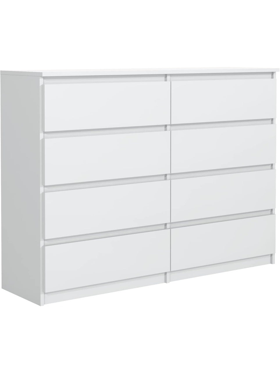 Komoda z 8 szufladami, 138,5 101,5 39 cm, pojemna szafka do salonu lub sypialni, matowa biel
