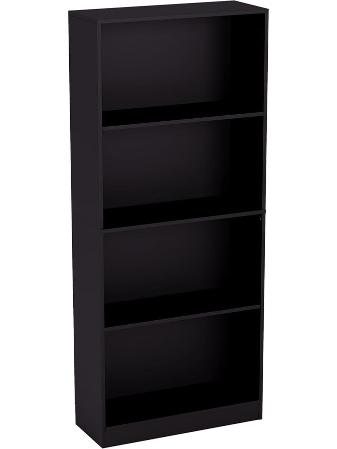 Duzy regal z 4 poziomami, czarna biblioteczka do przechowywania ksiazek i dekoracji, do salonu, biura i gabinetu